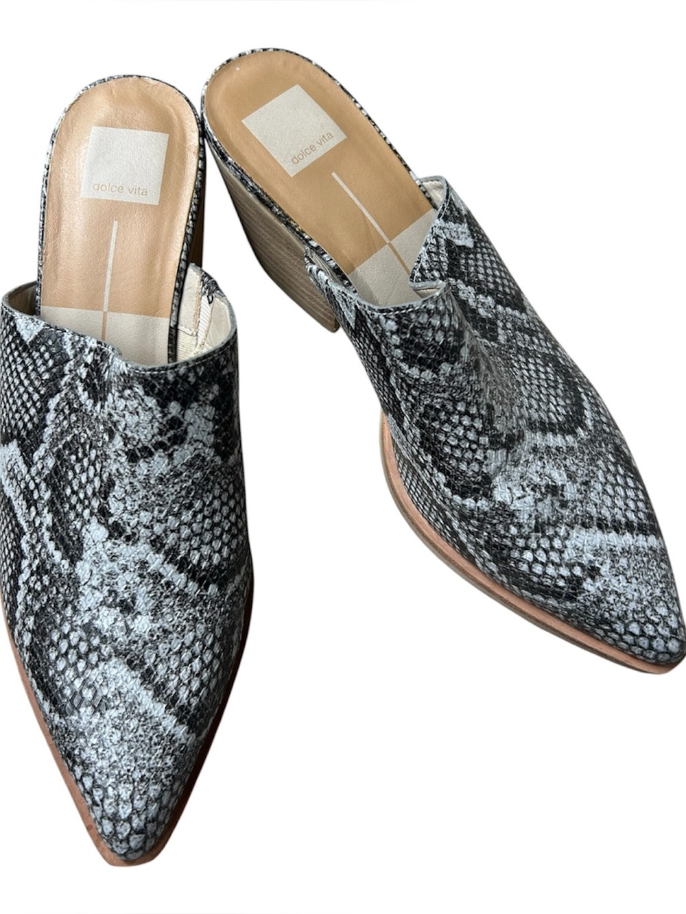 Dolce Vita Ravyn Stacked Heel Mule Python Print Size 10